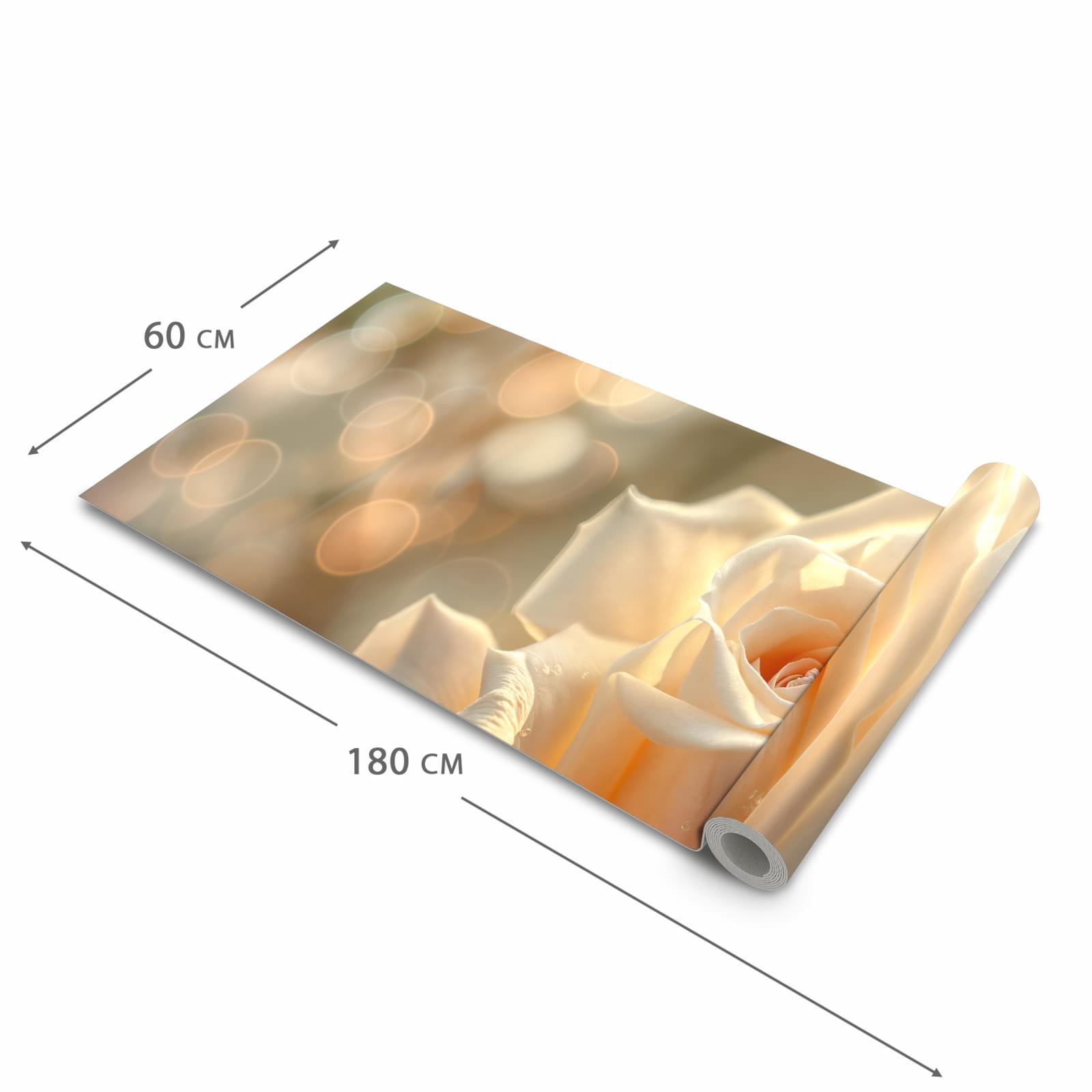 Langlebiger dünner Küchenteppich mit Motiv Elegante Rose in der Grösse 90x240 cm