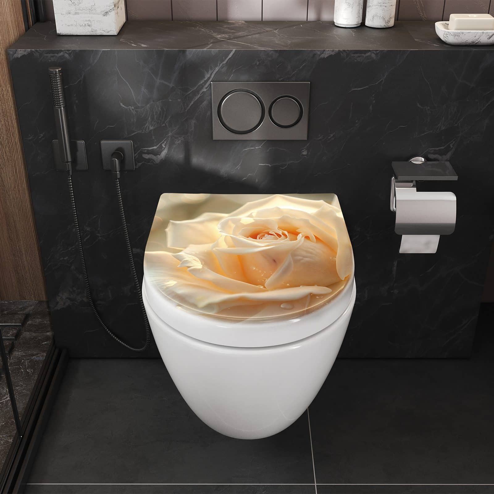 WC-Sitz mit Absenkautomatik Elegante Rose