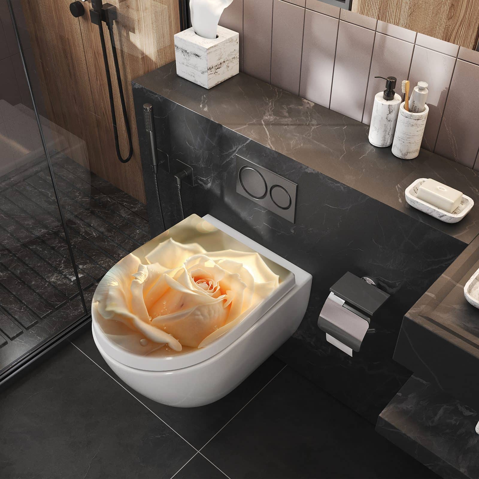 WC-Sitz mit Absenkautomatik Elegante Rose