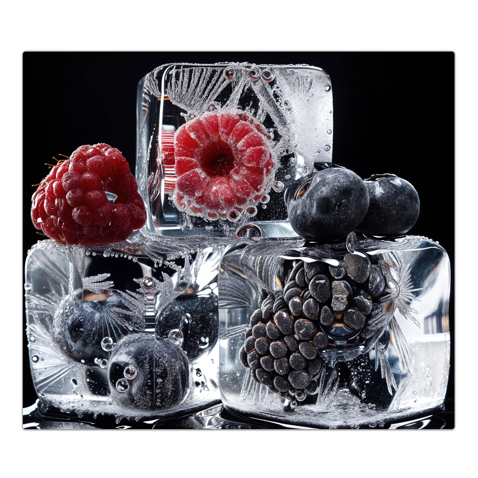 1-teilige Abdeckplatten für den Herd mit Gefrorene Früchte-Motiv in der Frontansicht #grösse_1-Teilig (60x52cm)