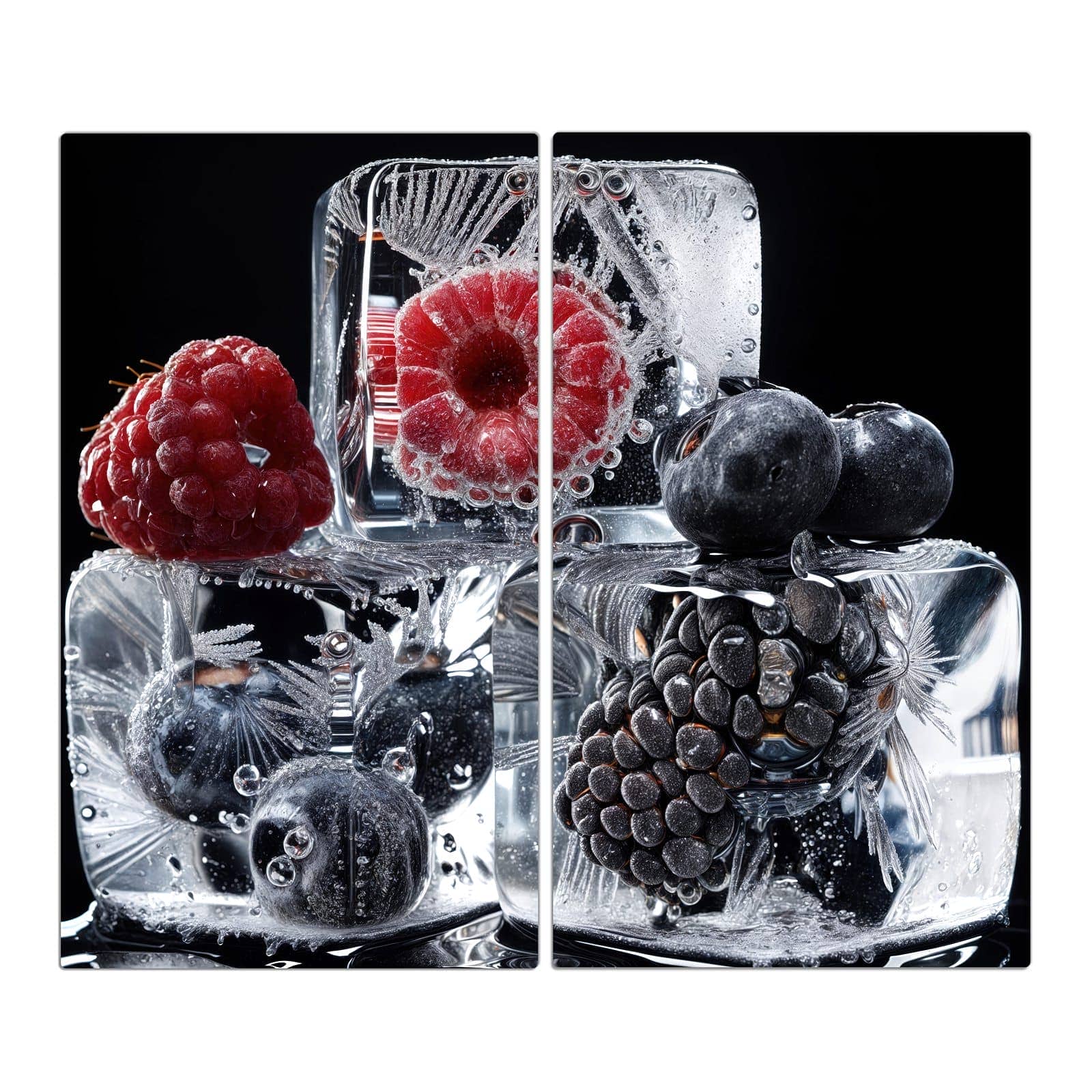 2-teilige Ceranfeld Abdeckungen mit Gefrorene Früchte-Motiv in der Frontansicht #grösse_2-Teilig (60x52cm)