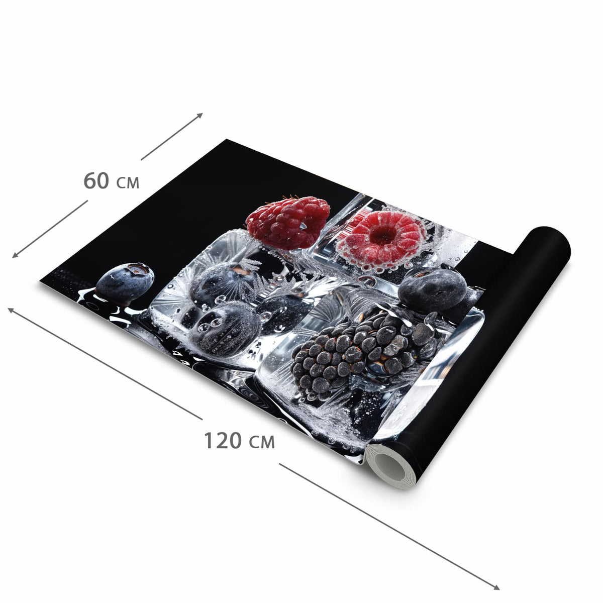 Bodenschonender Küchenteppich mit Motiv Gefrorene Früchte in der Grösse 90x180 cm