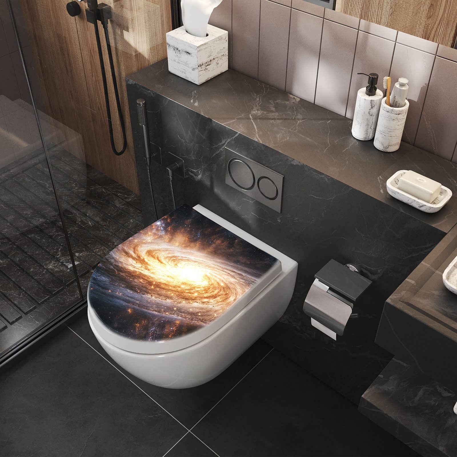 WC-Sitz mit Absenkautomatik Galaxie Nachthimmel