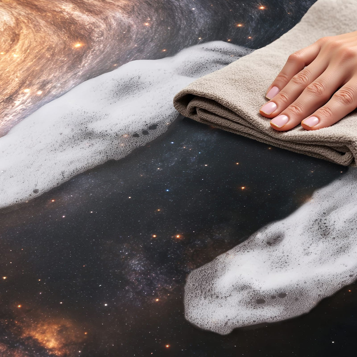 Geräuschdämpfender Küchenteppich mit Motiv Galaxie Nachthimmel, einfach zu reinigen