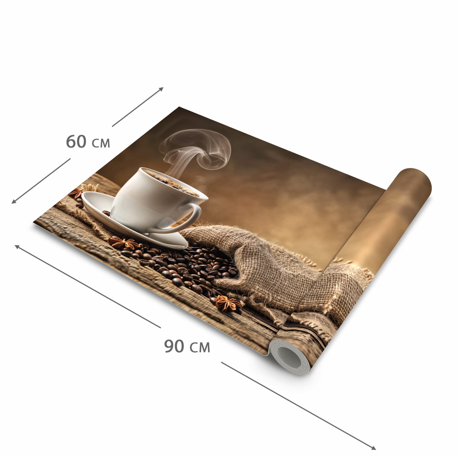 Abriebfester Küchenläufer mit Motiv Sanfte Kaffeegenuss in der Grösse 90x180 cm