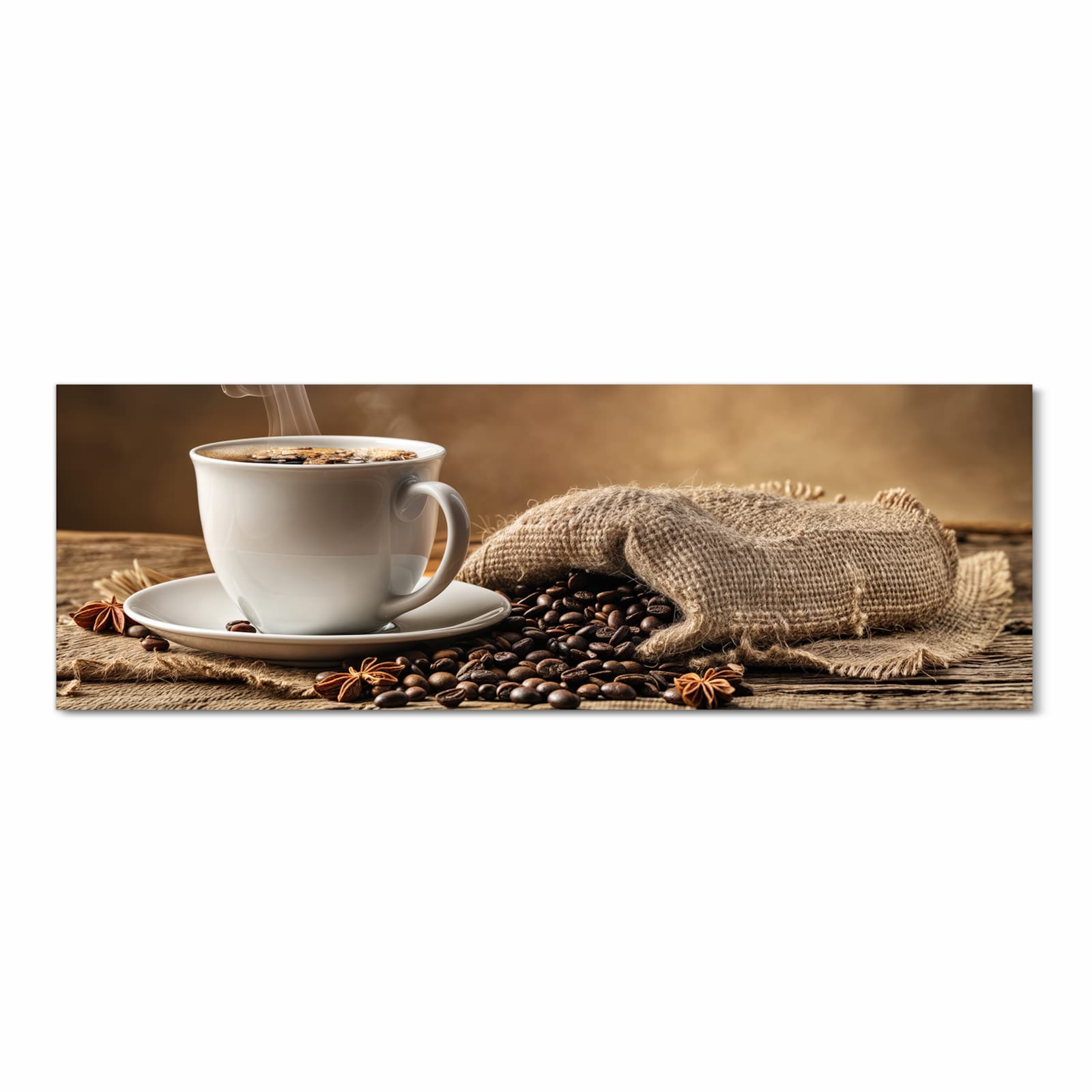 Flacher waschbarer Küchenteppich mit Motiv Sanfte Kaffeegenuss in Frontansicht