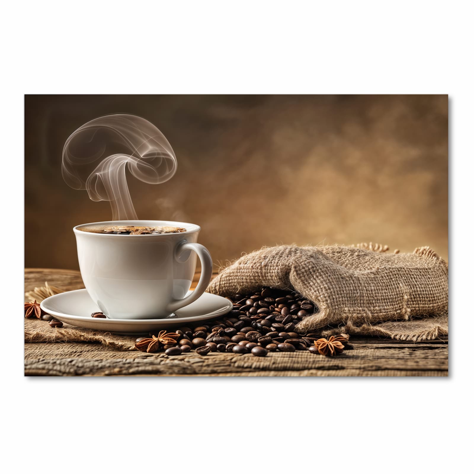 Waschbarer Küchenläufer mit Motiv Sanfte Kaffeegenuss in Frontansicht für einfache Reinigung