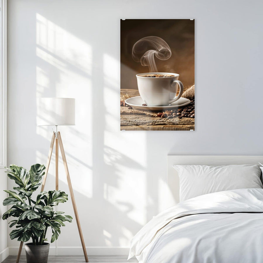 Maße Wandbild - Dampfende Kaffeetasse - Hochformat