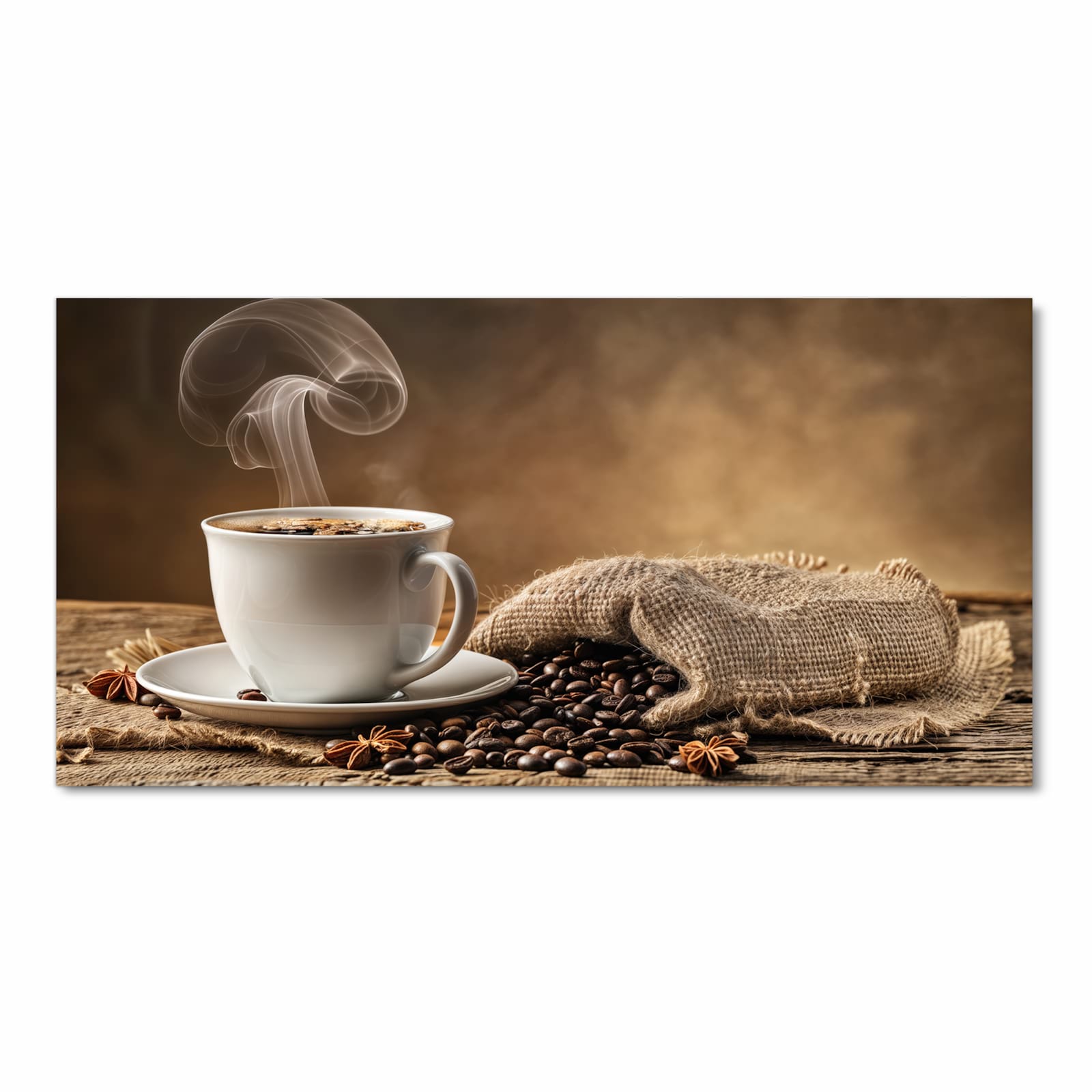 Geruchsneutraler Küchenteppich mit Motiv Sanfte Kaffeegenuss in Frontansicht