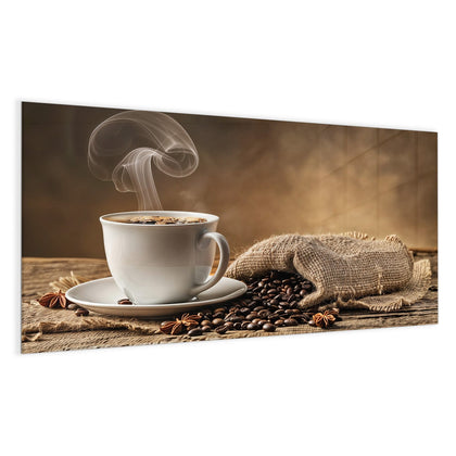 Glas Magnettafel mit dem Motiv Dampfende Kaffeetasse
