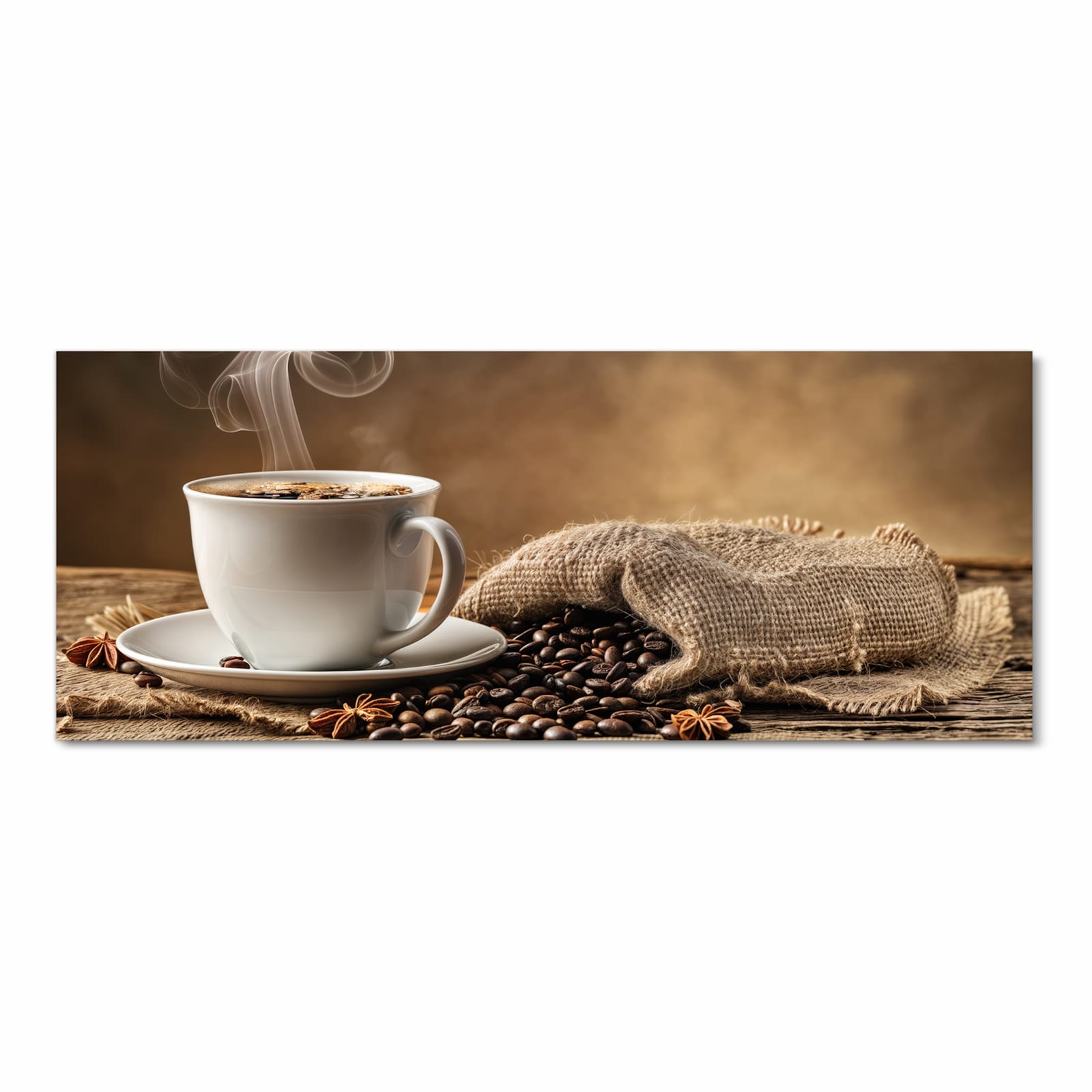 Langlebiger Küchenvorleger mit Motiv Sanfte Kaffeegenuss in Frontansicht