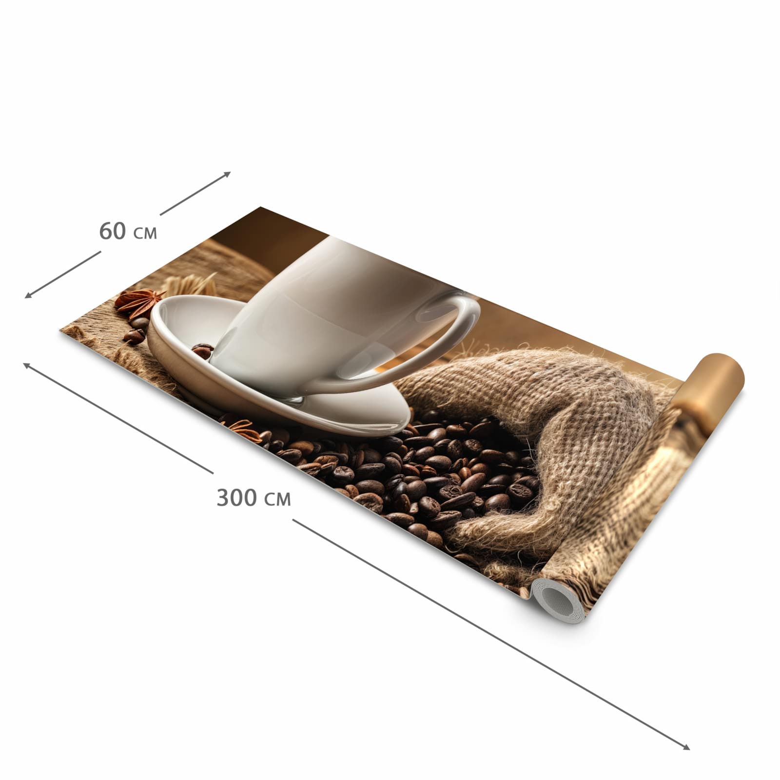 Geräuschdämpfender Küchenläufer mit Motiv Sanfte Kaffeegenuss in der Grösse 90x180 cm