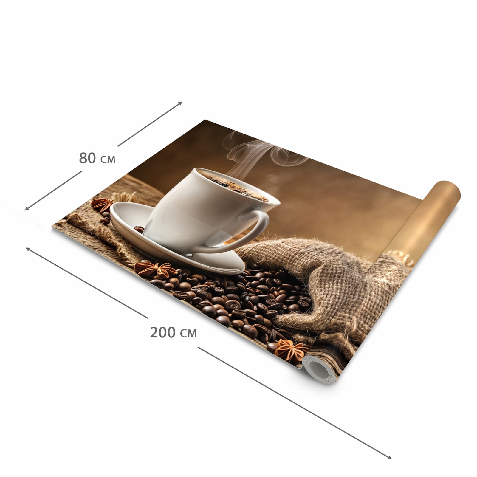 UV-beständiger Küchenläufer mit Motiv Sanfte Kaffeegenuss in der Grösse 90x180 cm