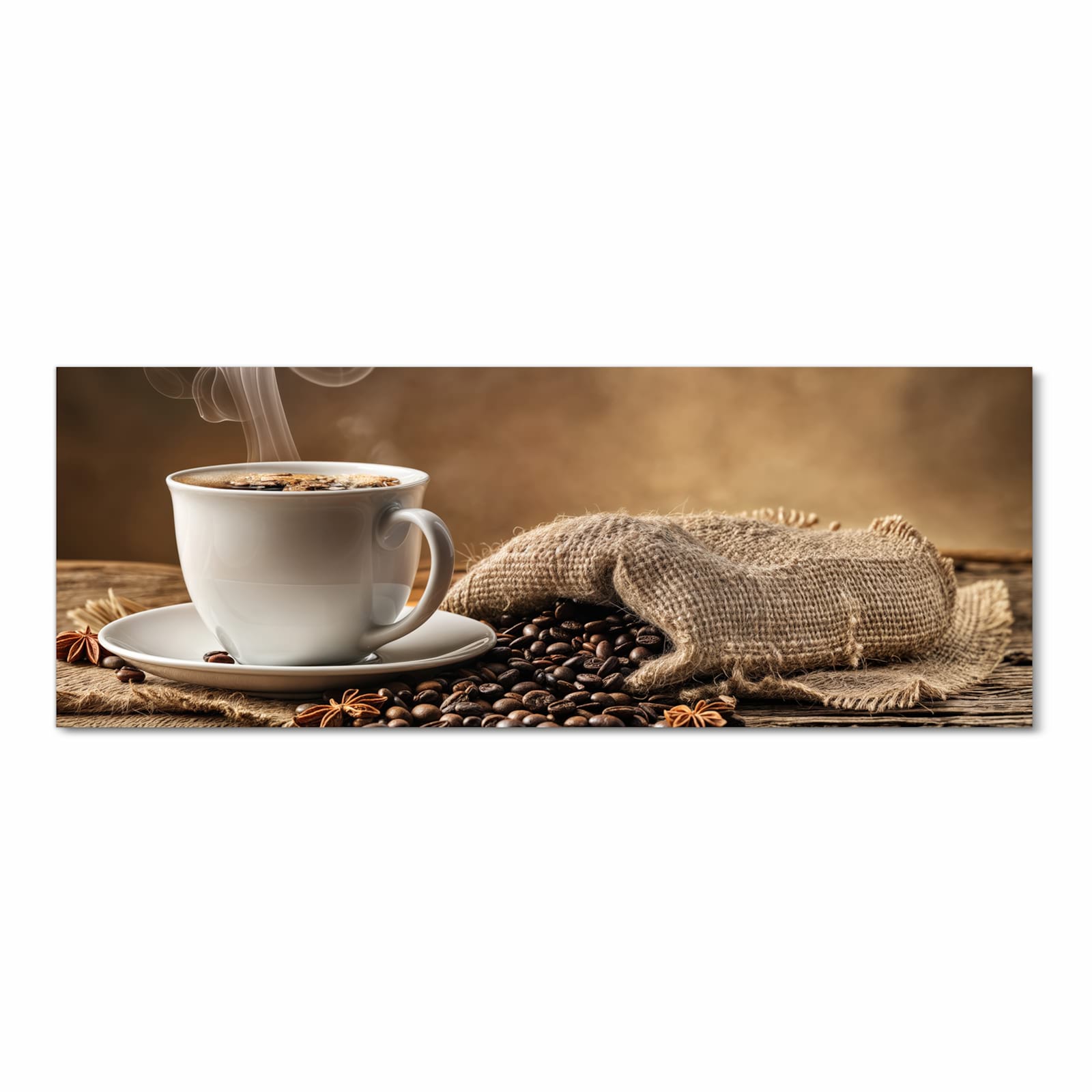 Waschbarer rutschfester Läufer mit Motiv Sanfte Kaffeegenuss in Frontansicht