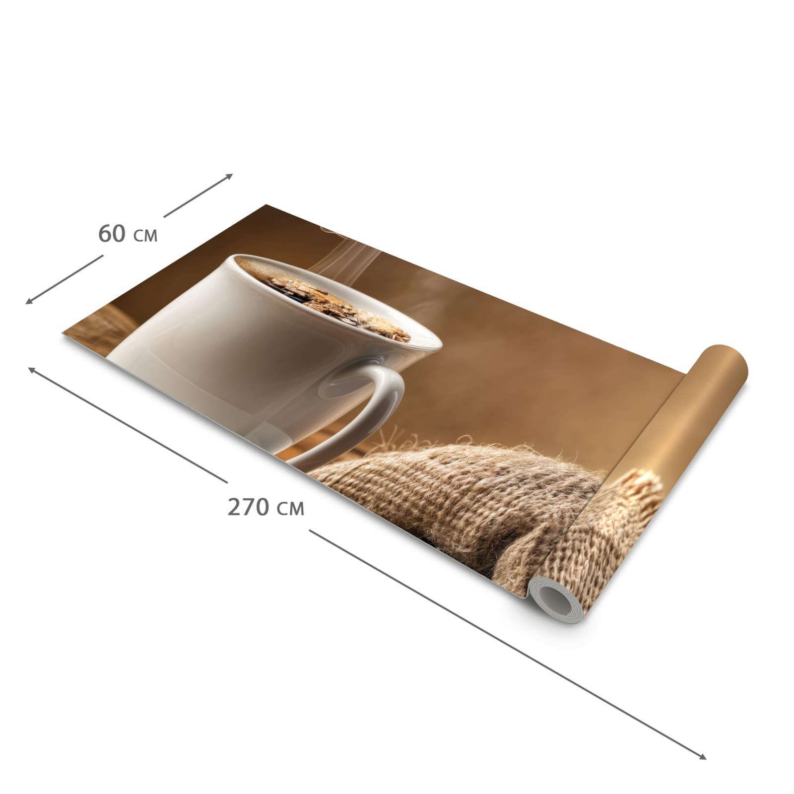 Zeitsparender waschbarer Küchenteppich mit Motiv Sanfte Kaffeegenuss in der Grösse 80x300 cm