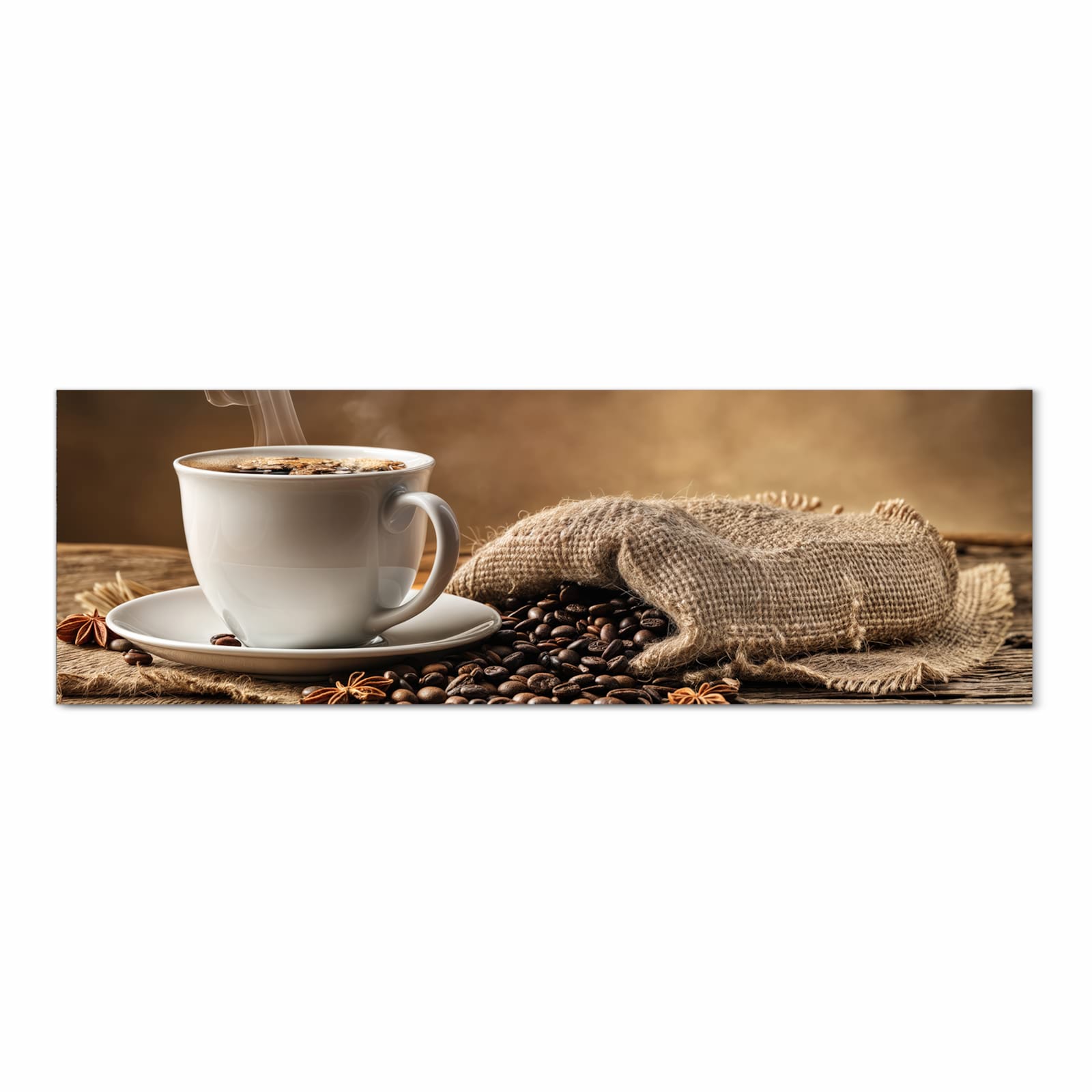 Waschbarer Küchenläufer mit Motiv Sanfte Kaffeegenuss in Frontansicht für angenehme Haptik