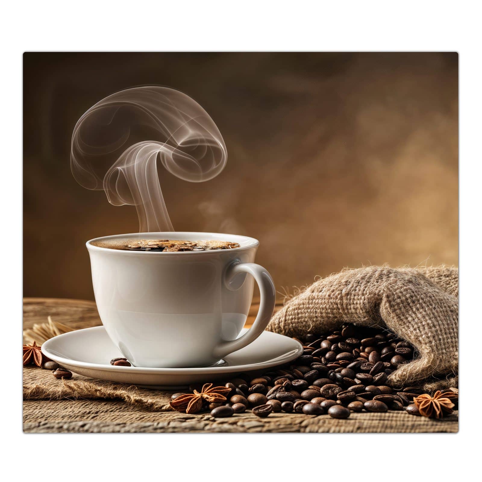 1-teilige Herdabdeckplatten für Ceranfeld mit Sanfte Kaffeegenuss-Motiv in der Frontansicht