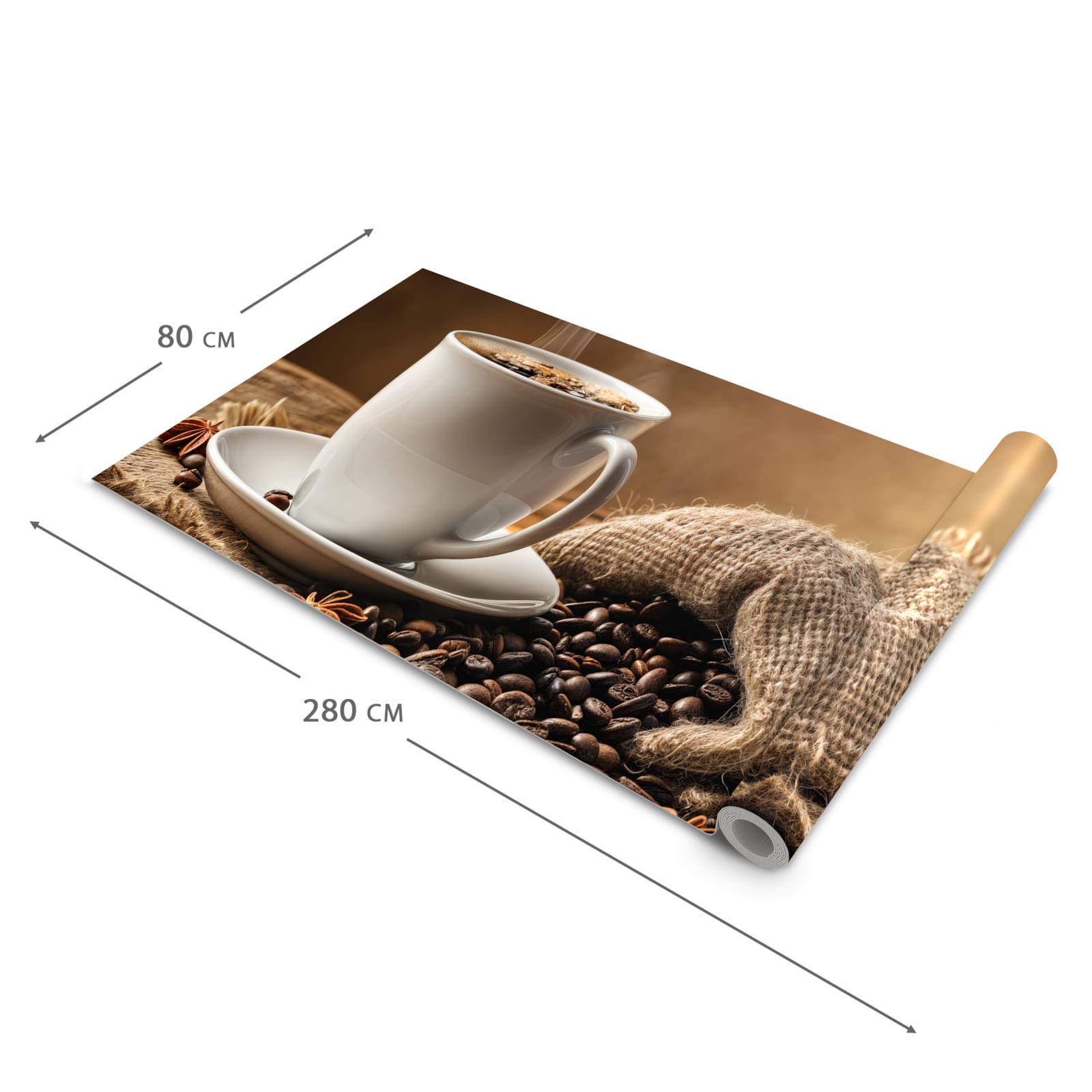 Wasserabweisender rutschfester Küchenläufer mit Motiv Sanfte Kaffeegenuss in der Grösse 90x180 cm