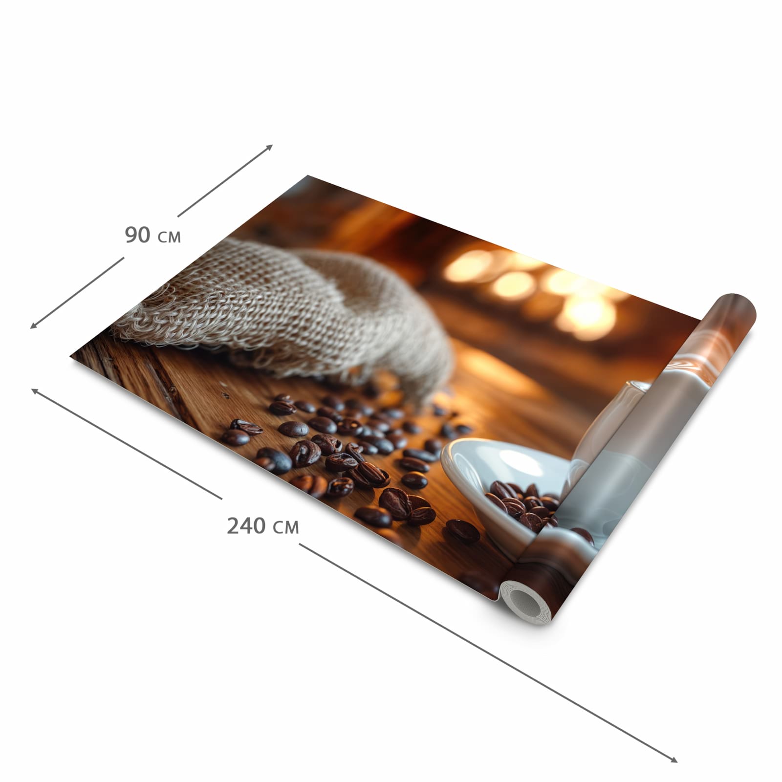 Küchenteppich mit Motiv Gemütliche Kaffeepause in der Grösse 80x300 cm für Ordnung & Übersicht