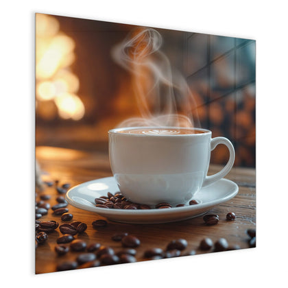 Magnettafel mit dem Motiv Kaffee am Kaminfeuer