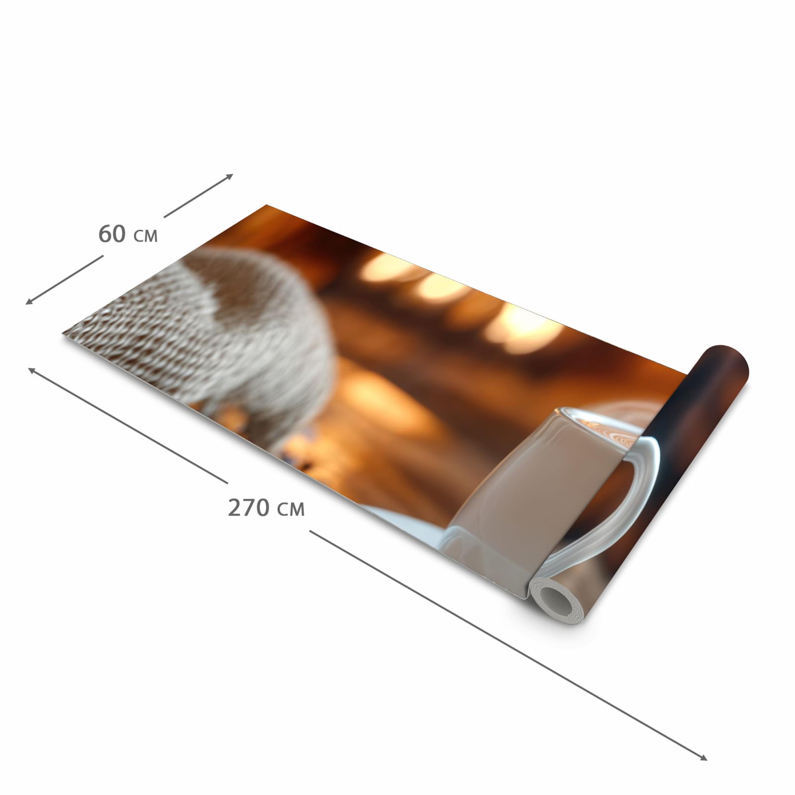 Waschbarer Teppich für Esstisch mit Motiv Gemütliche Kaffeepause in der Größe 80x300 cm