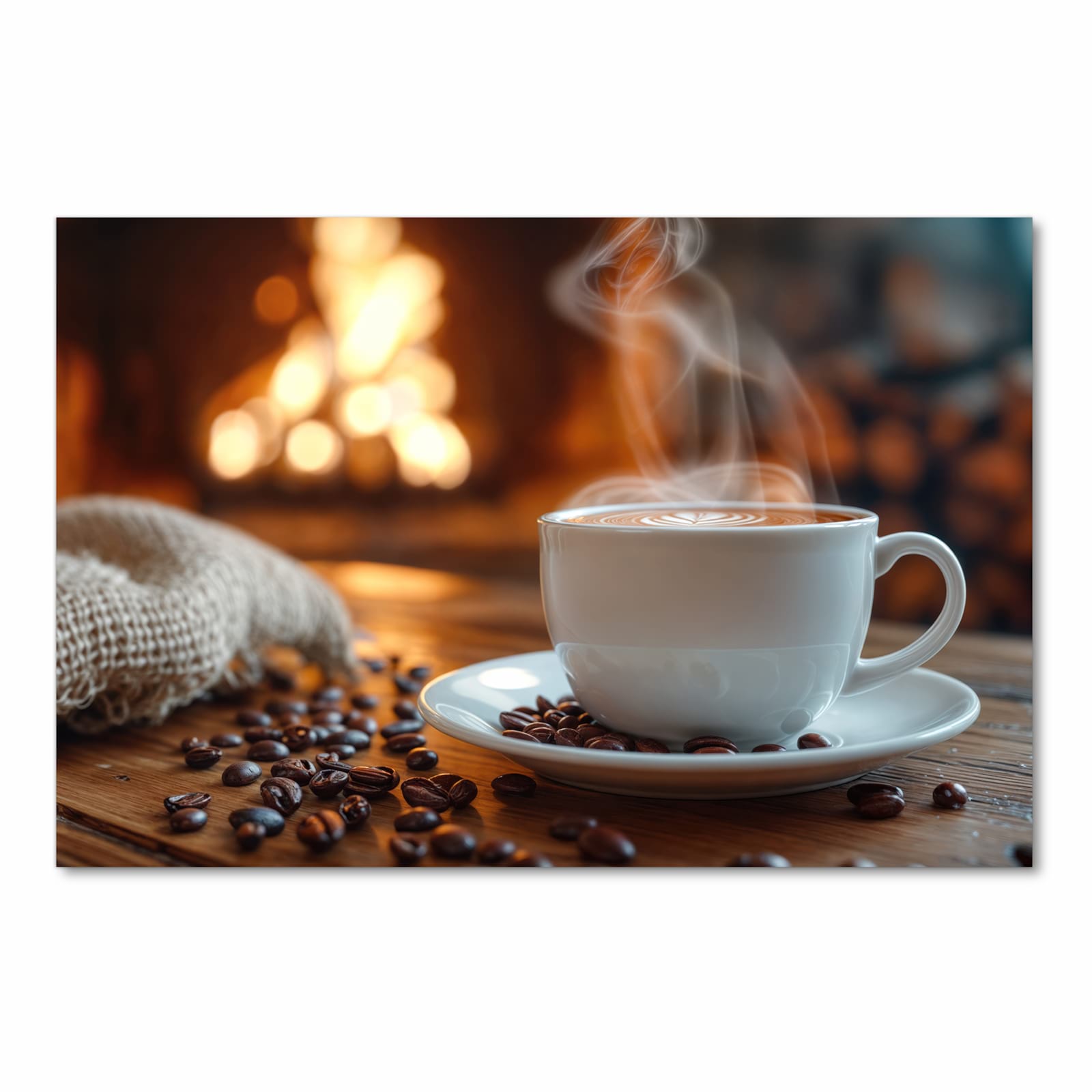 UV-beständiger Küchenteppich mit Motiv Gemütliche Kaffeepause in Frontansicht für die Küche