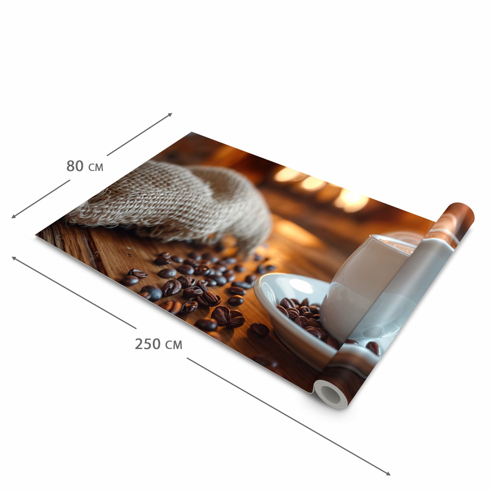 Langlebiger Küchenteppich mit Motiv Gemütliche Kaffeepause in der Grösse 80x300 cm