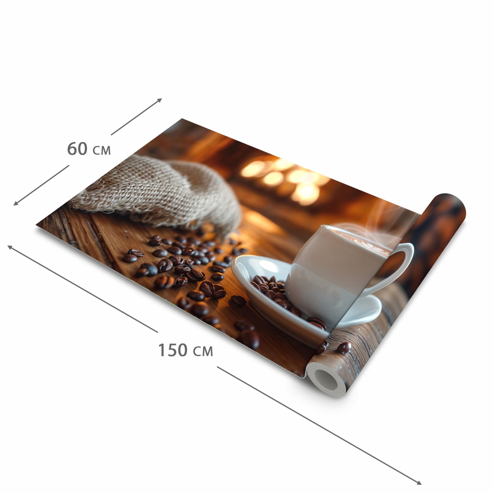 Komfortabler rutschfester Teppich mit Motiv Gemütliche Kaffeepause in der Grösse 80x300 cm