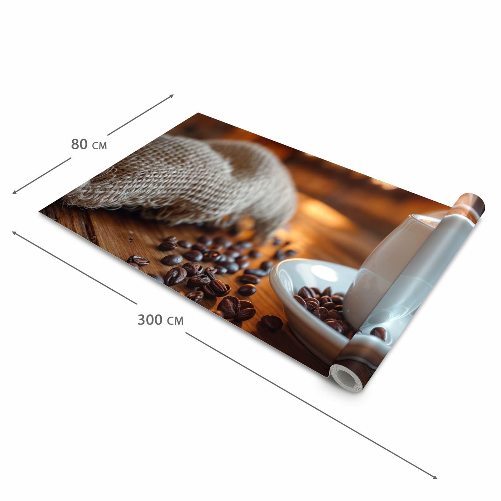 Feuchtigkeitsresistenter Küchenteppich mit Motiv Gemütliche Kaffeepause in der Grösse 80x300 cm