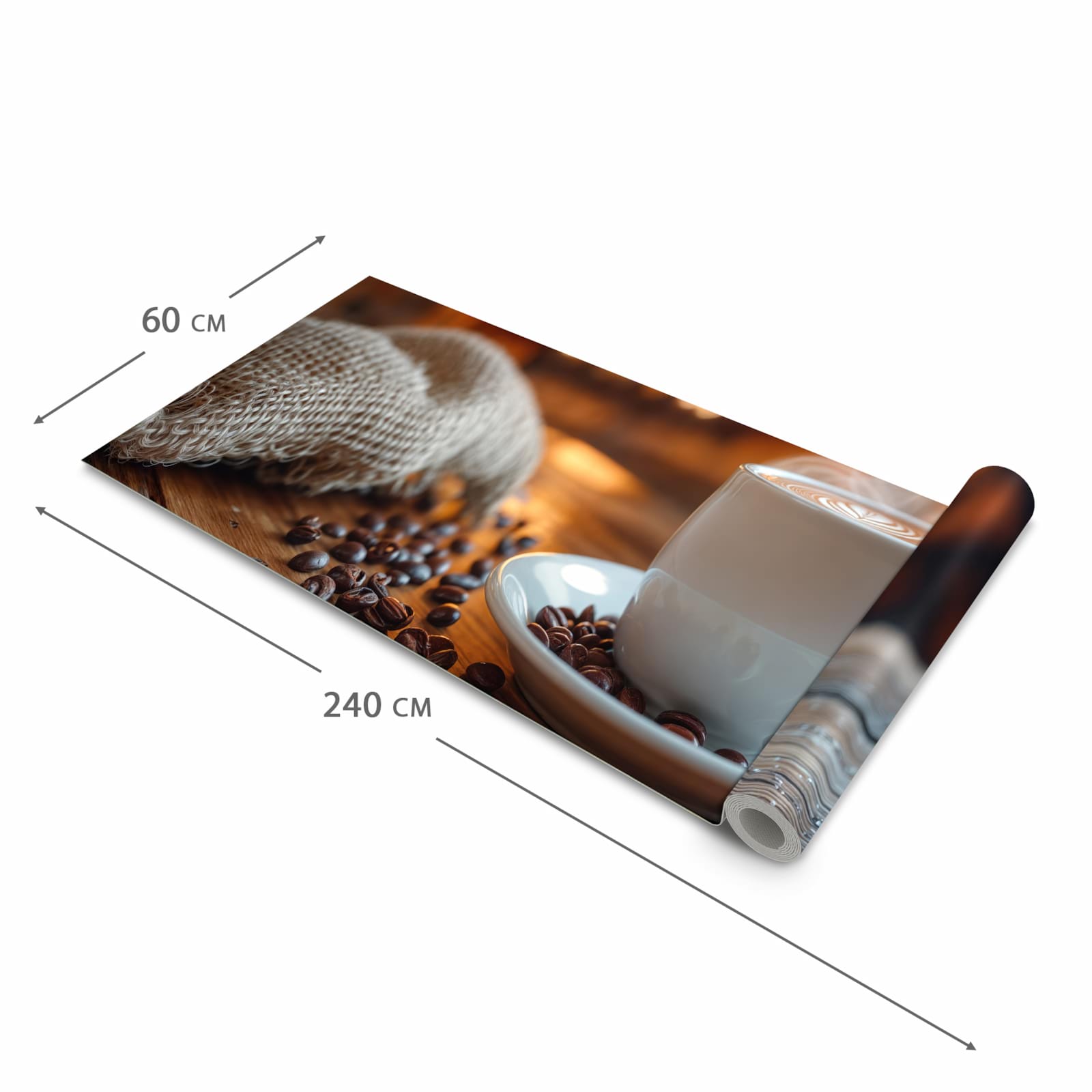 Waschbarer Teppich fürs Esszimmer mit Motiv Gemütliche Kaffeepause in der Größe 80x300 cm