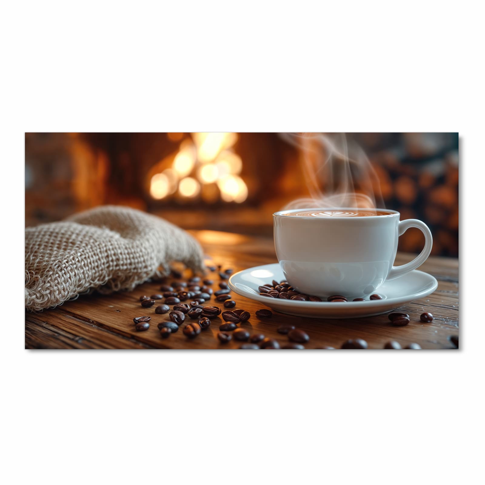 Farbbeständiger Küchenteppich mit Motiv Gemütliche Kaffeepause in Frontansicht