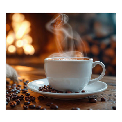 Herdabdeckplatte mit dem Motiv Kaffee am Kaminfeuer