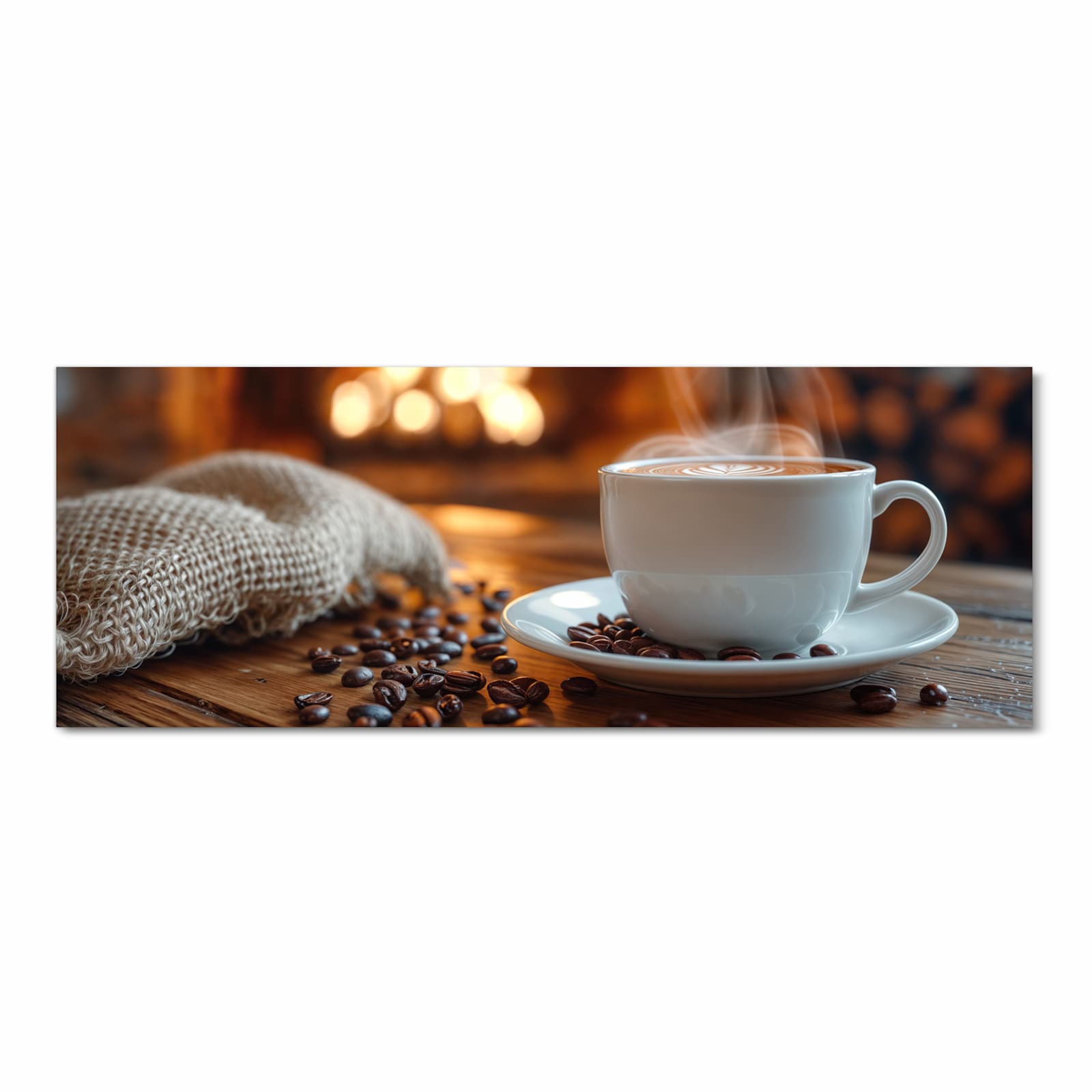 Schmutzabweisender Küchenläufer mit Motiv Gemütliche Kaffeepause in Frontansicht