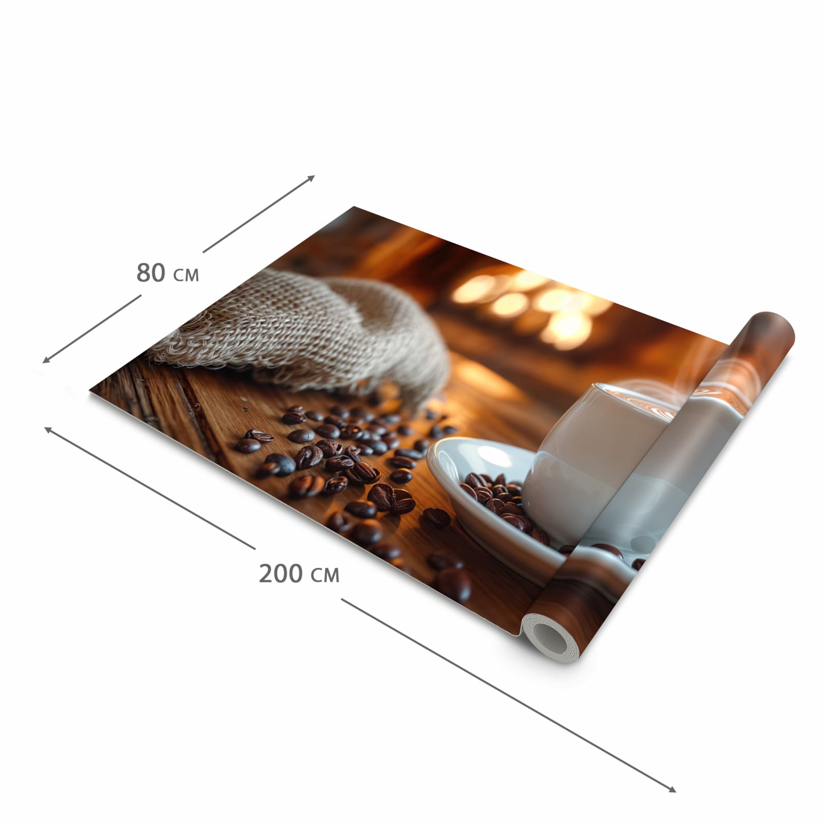 Waschbarer Bodenläufer Teppich mit Motiv Gemütliche Kaffeepause in der Grösse 80x300 cm