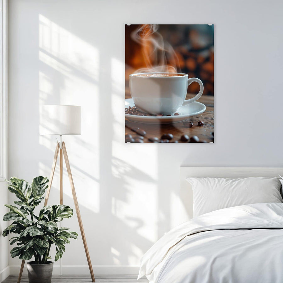 Maße Wandbild - Kaffee am Kaminfeuer - Hochformat