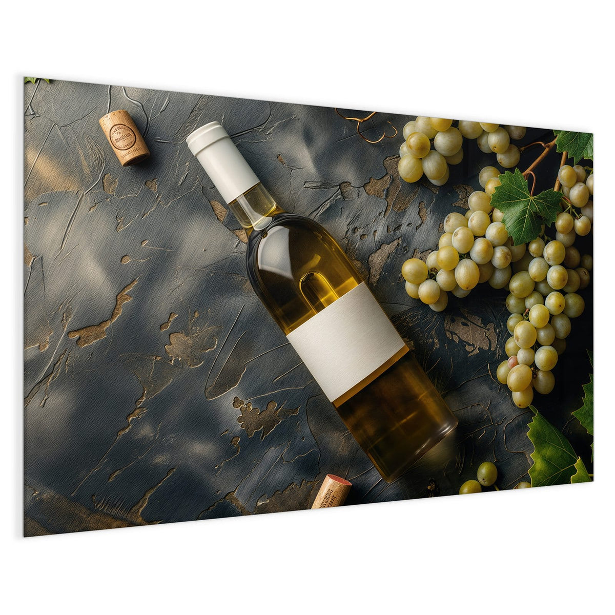 4 mm Glas statt lackiertem Blech – Magnettafel - Weißwein mit Trauben