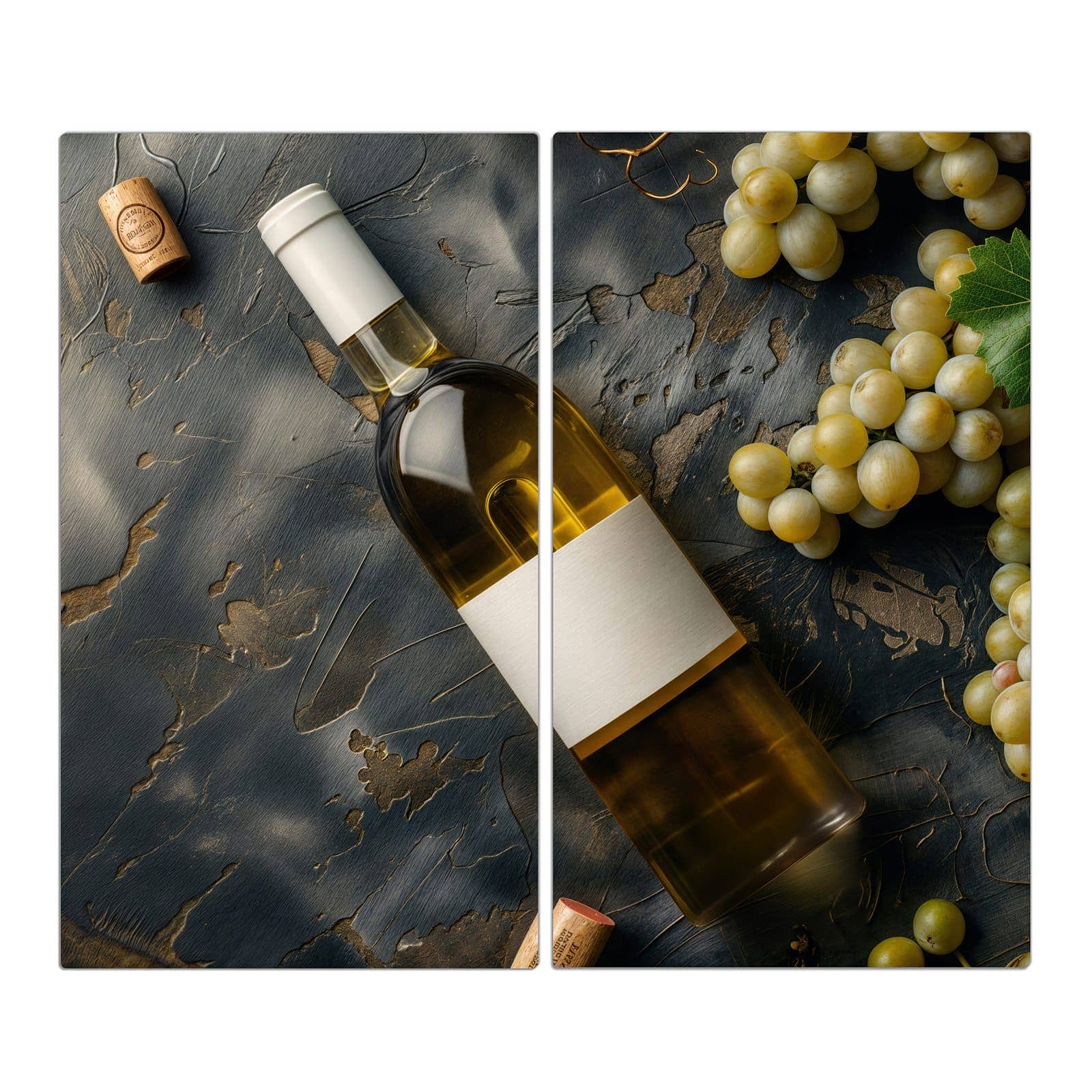 2-teilige Herdabdeckung mit Weintrauben mit Wein-Motiv in der Frontansicht #grösse_2-Teilig (60x52cm)