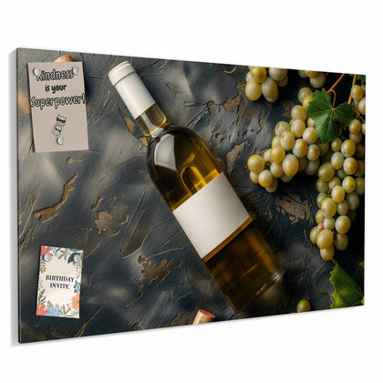 Metall Magnettafel mit dem Motiv Weißwein mit Trauben