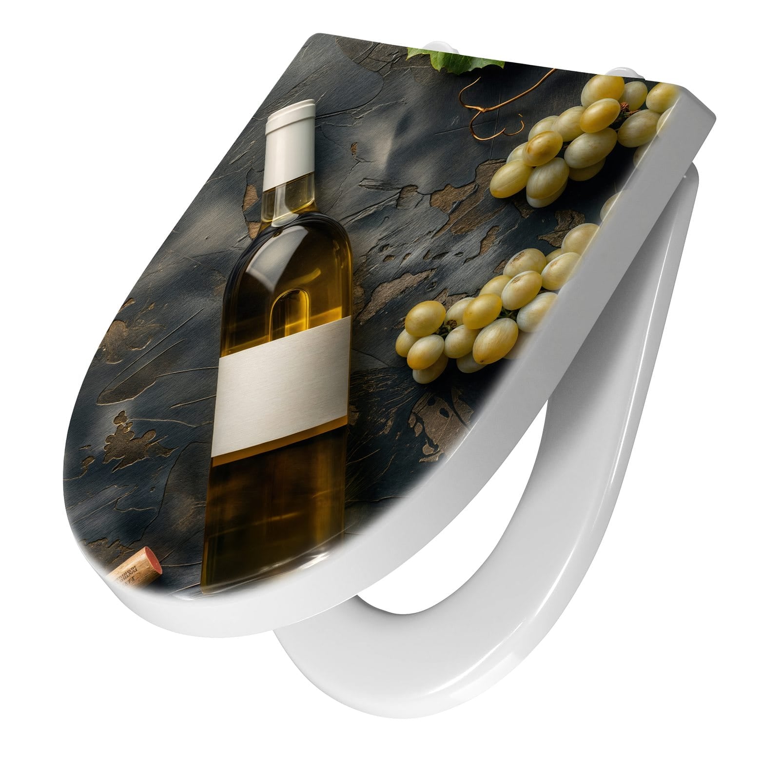 WC-Sitz mit Absenkautomatik Weintrauben mit Wein