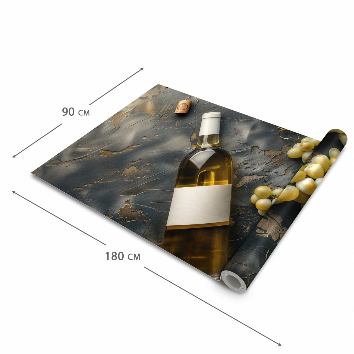 Langlebiger Läufer Eingangsbereich mit Motiv Weintrauben mit Wein in der Größe 80x300 cm