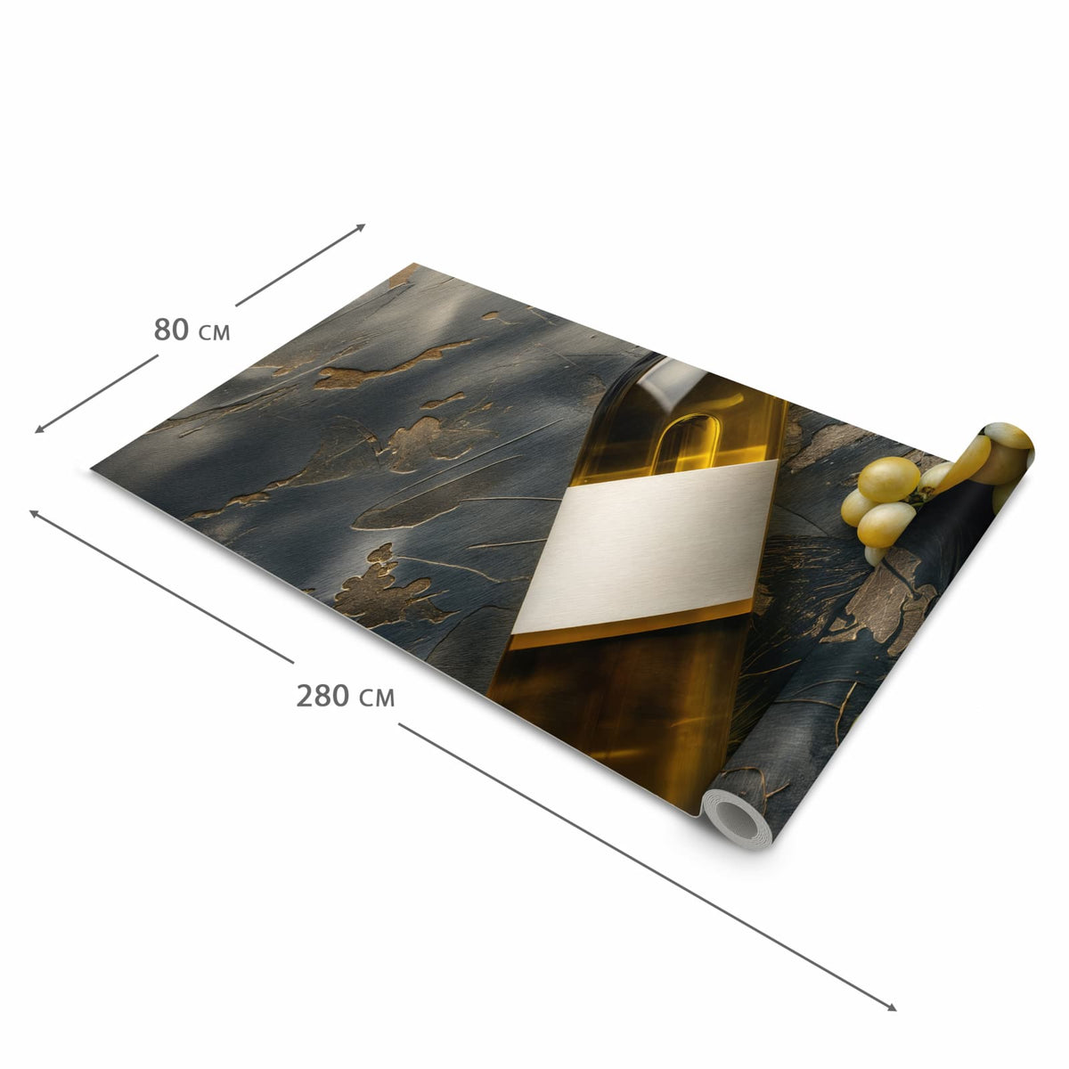 Schmutzabweisender waschbarer Küchenläufer mit Motiv Weintrauben mit Wein in der Größe 80x300 cm