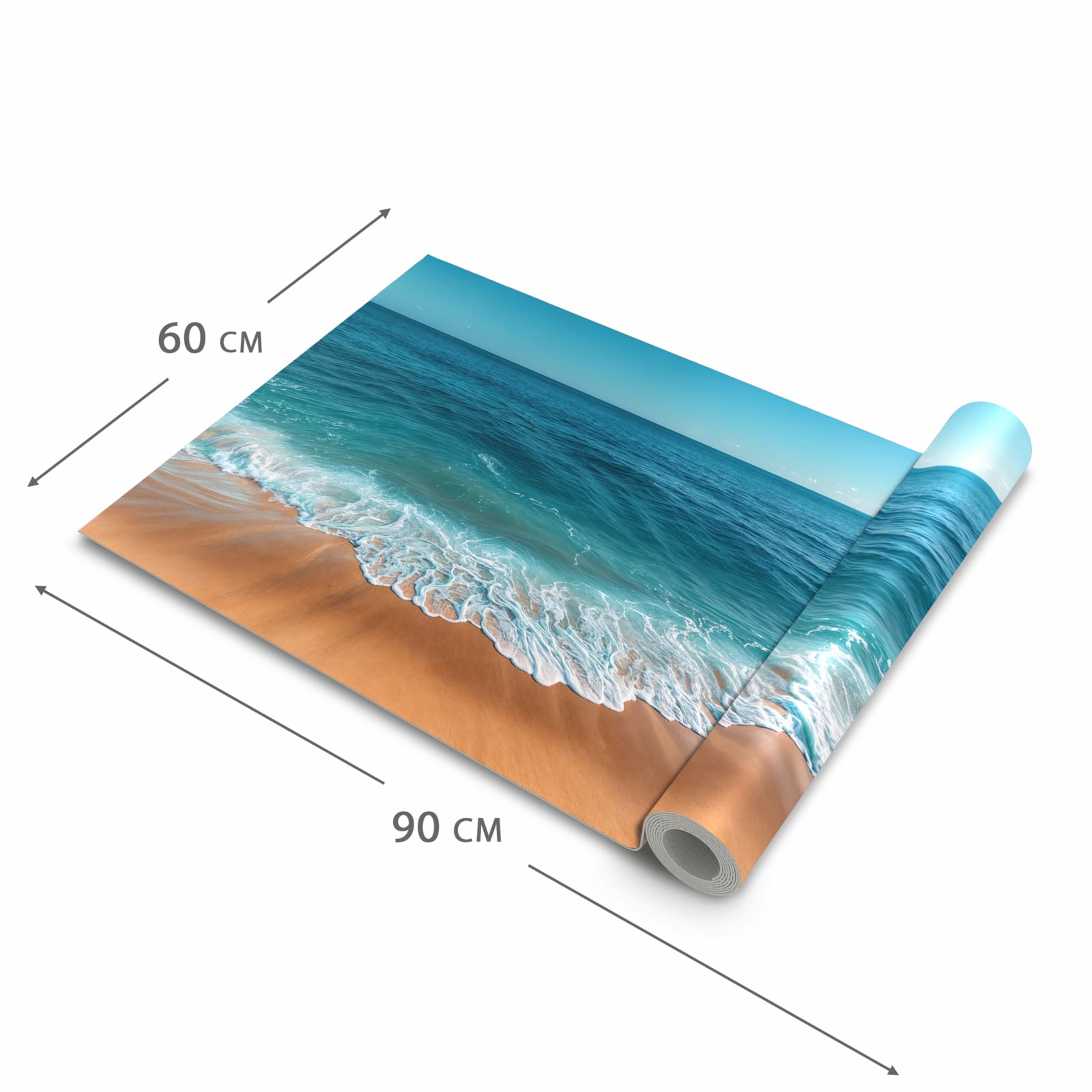 Langlebiger Teppich für Küche mit Motiv Sandstrand Wellen in der Grösse 80x280 cm