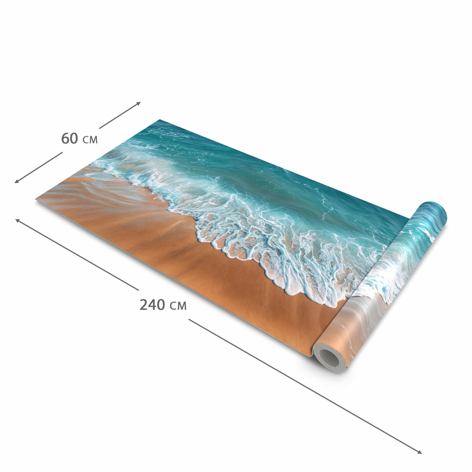 Hygienischer abwaschbarer Küchenteppich mit Motiv Sandstrand Wellen in der Grösse 80x280 cm