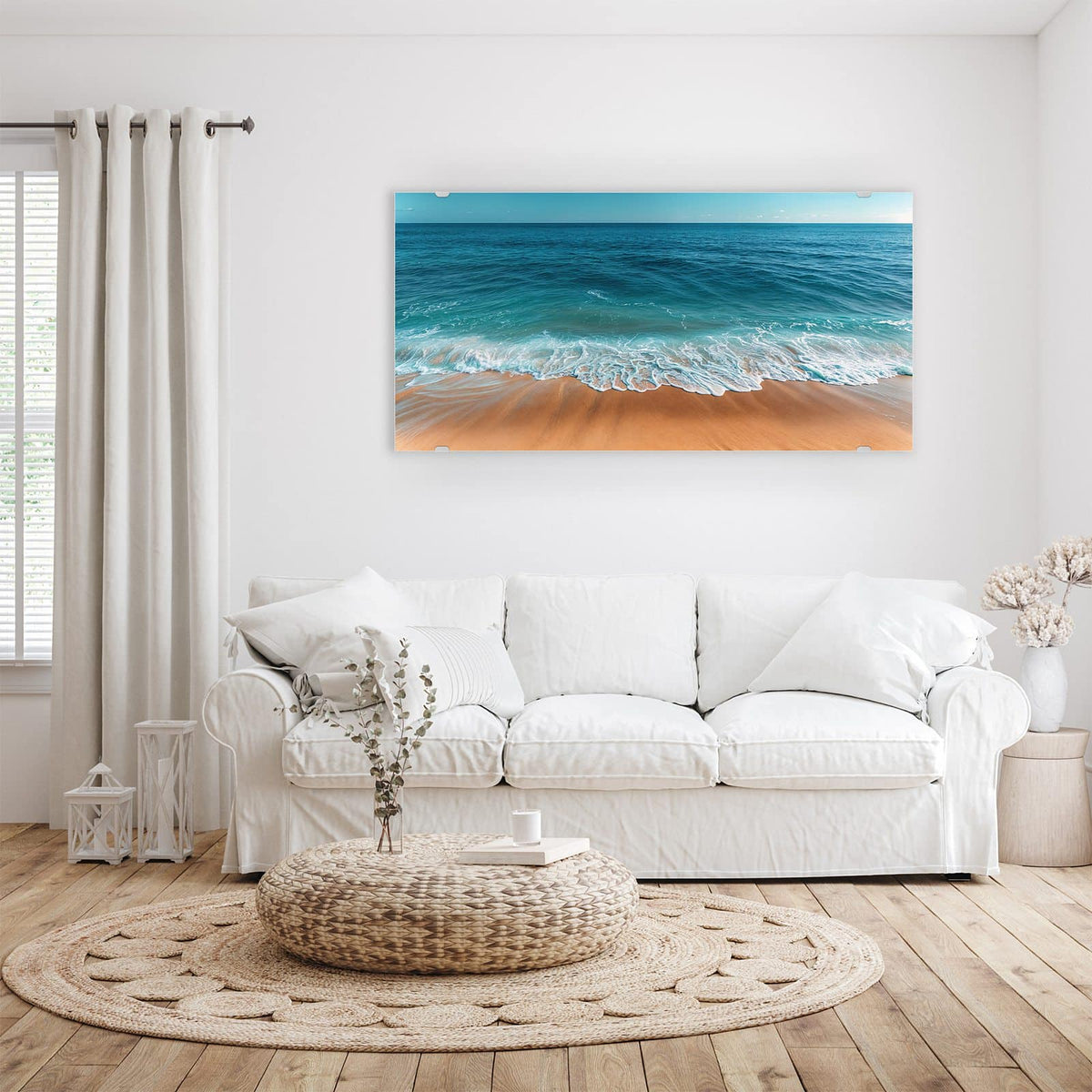 Wandbild - Azurblaues Meer - Querformat – Sanfte Wellen am goldenen Strand