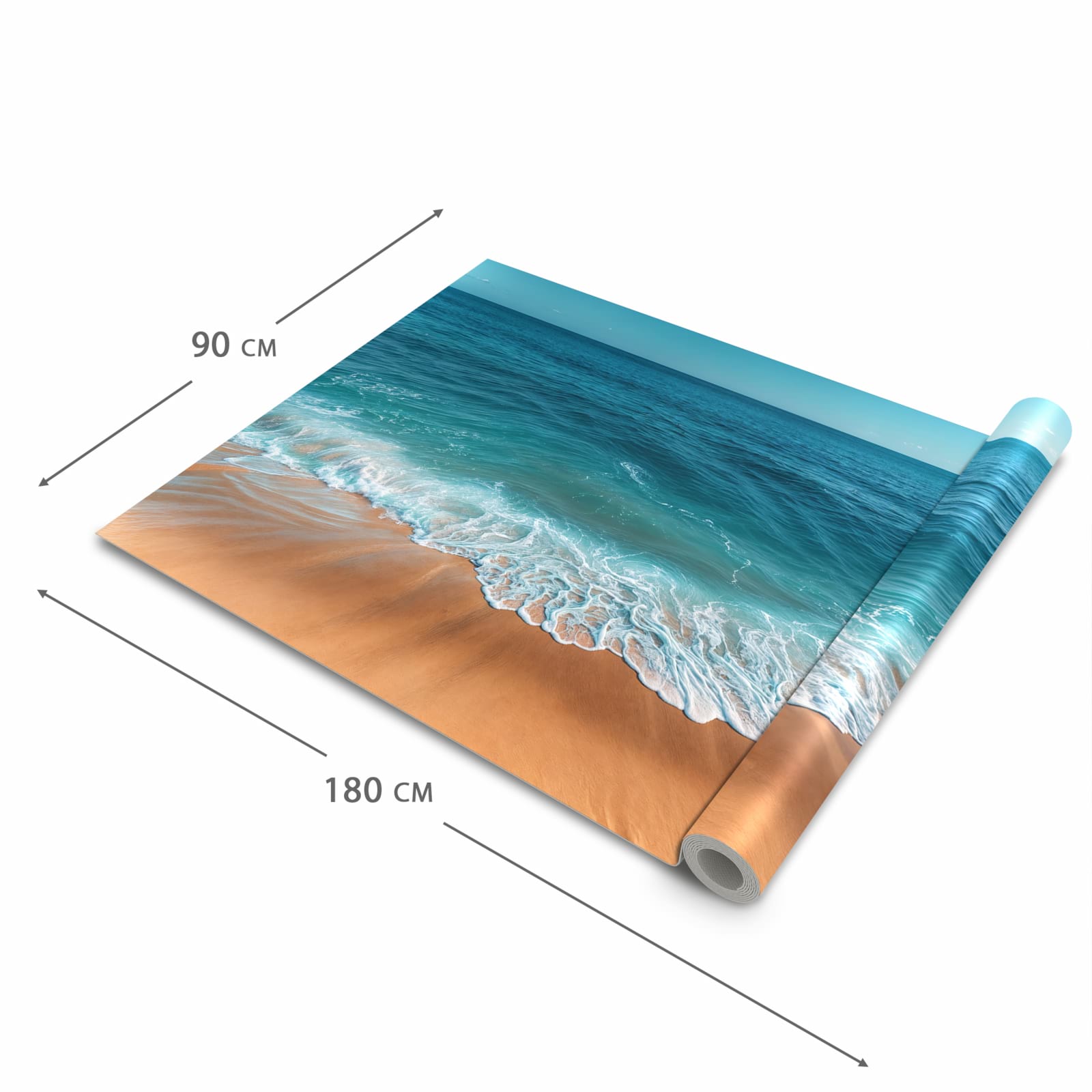 Bodenschonender Küchenteppich mit Motiv Sandstrand Wellen in der Grösse 80x280 cm