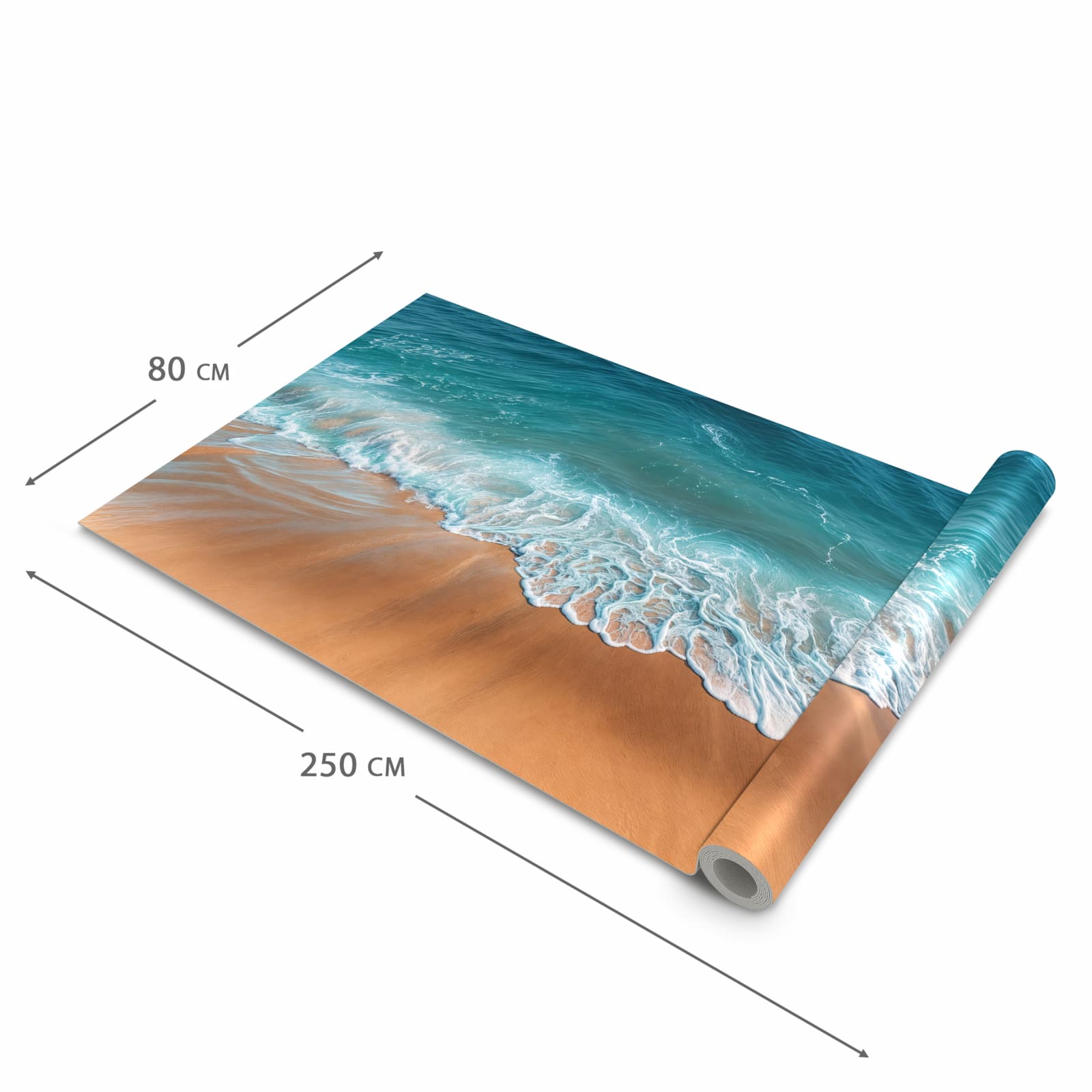 Feuchtigkeitsresistenter Teppich für die Küche mit Motiv Sandstrand Wellen in der Grösse 80x280 cm