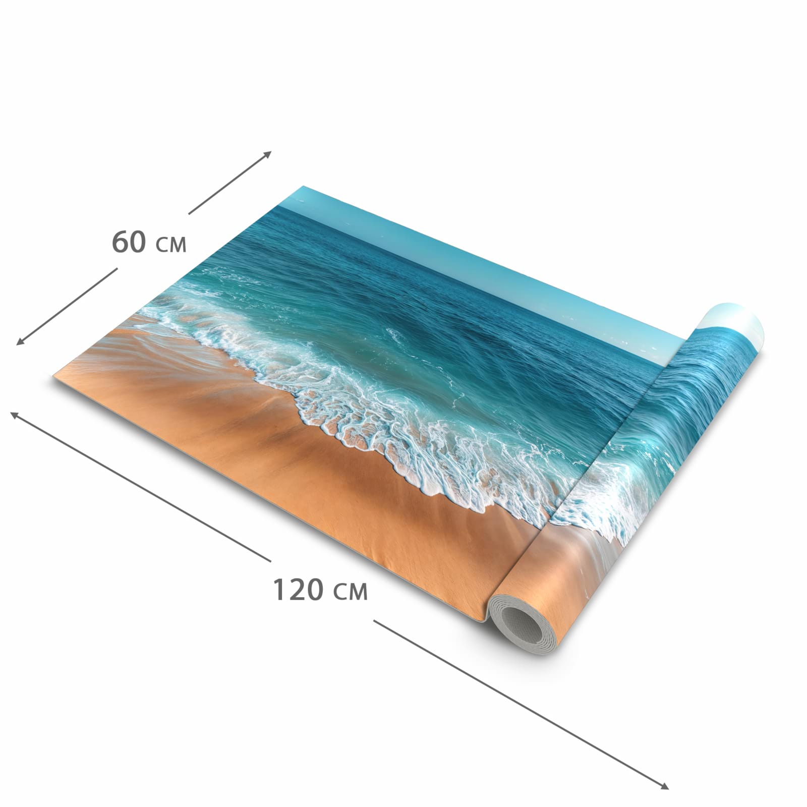 Waschbarer rutschfester Küchenläufer mit Motiv Sandstrand Wellen in der Grösse 80x280 cm