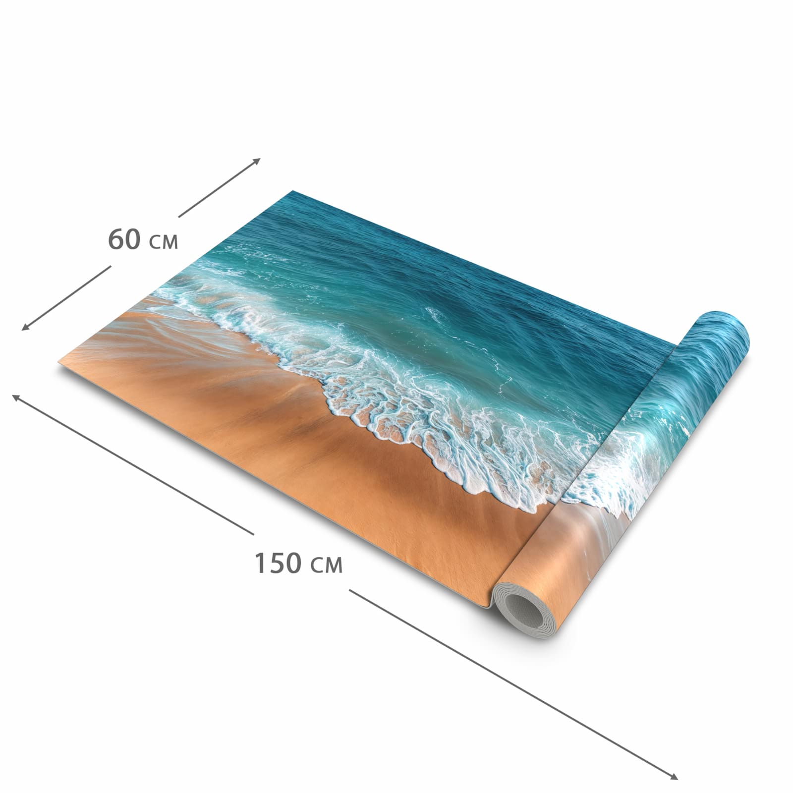Pflegeleichter moderner Küchenläufer mit Motiv Sandstrand Wellen in der Grösse 80x280 cm
