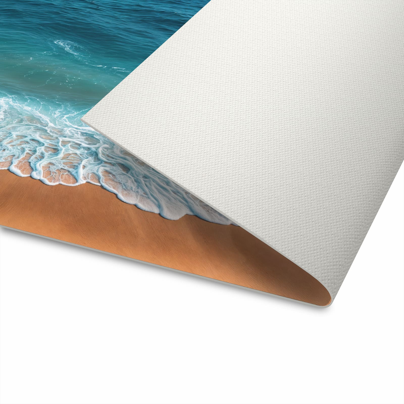 Langlebiger Teppich für die Küche mit Motiv Sandstrand Wellen auf Unterseite