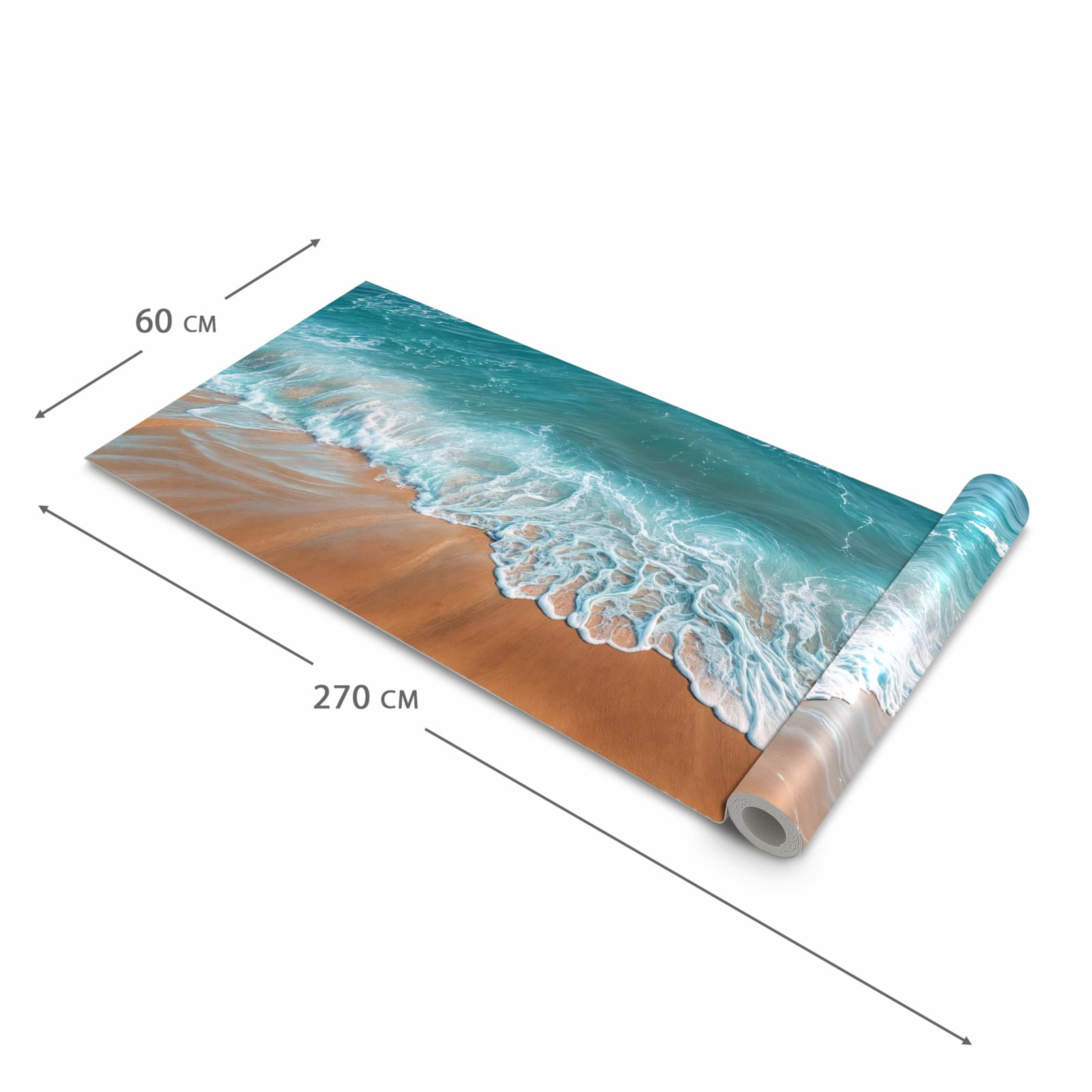 Strapazierfähiger Küchenläufer mit Motiv Sandstrand Wellen in der Grösse 80x280 cm